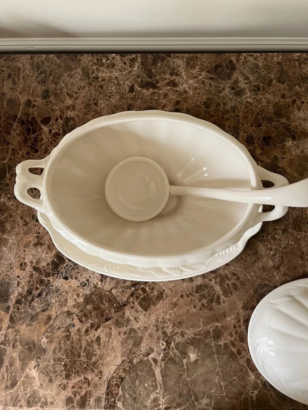 Antique Royal Staffordshire Ivory Ironstone Full Size Soup Tureen 4 Piece Set
